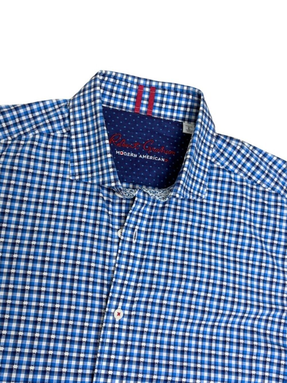ROBERT GRAHAM Shirt Blue Check Plaid Business Casual Long Sleeve Mens Large